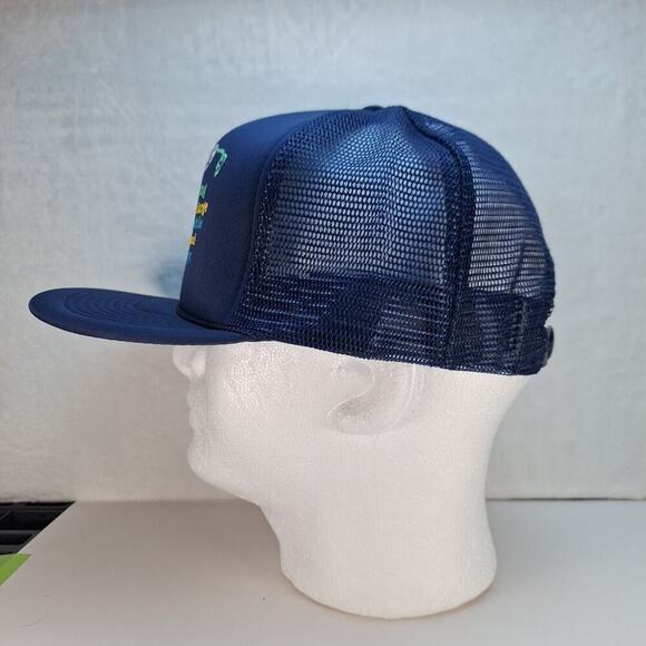 Vintage Funny Fishing Trucker Hat Cap Mesh Snapback Navy-Definition Of Fishing - Picture 3 of 8